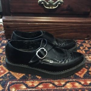 TUK black leather creepers, women’s size 8